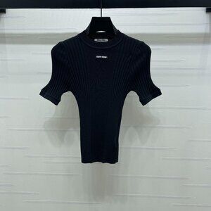 Miu Miu Crew Neck Knit Short Sleeve Top